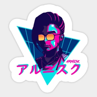 Aesthetic Retrowave synthwave  Girl (Arniisk) Sticker